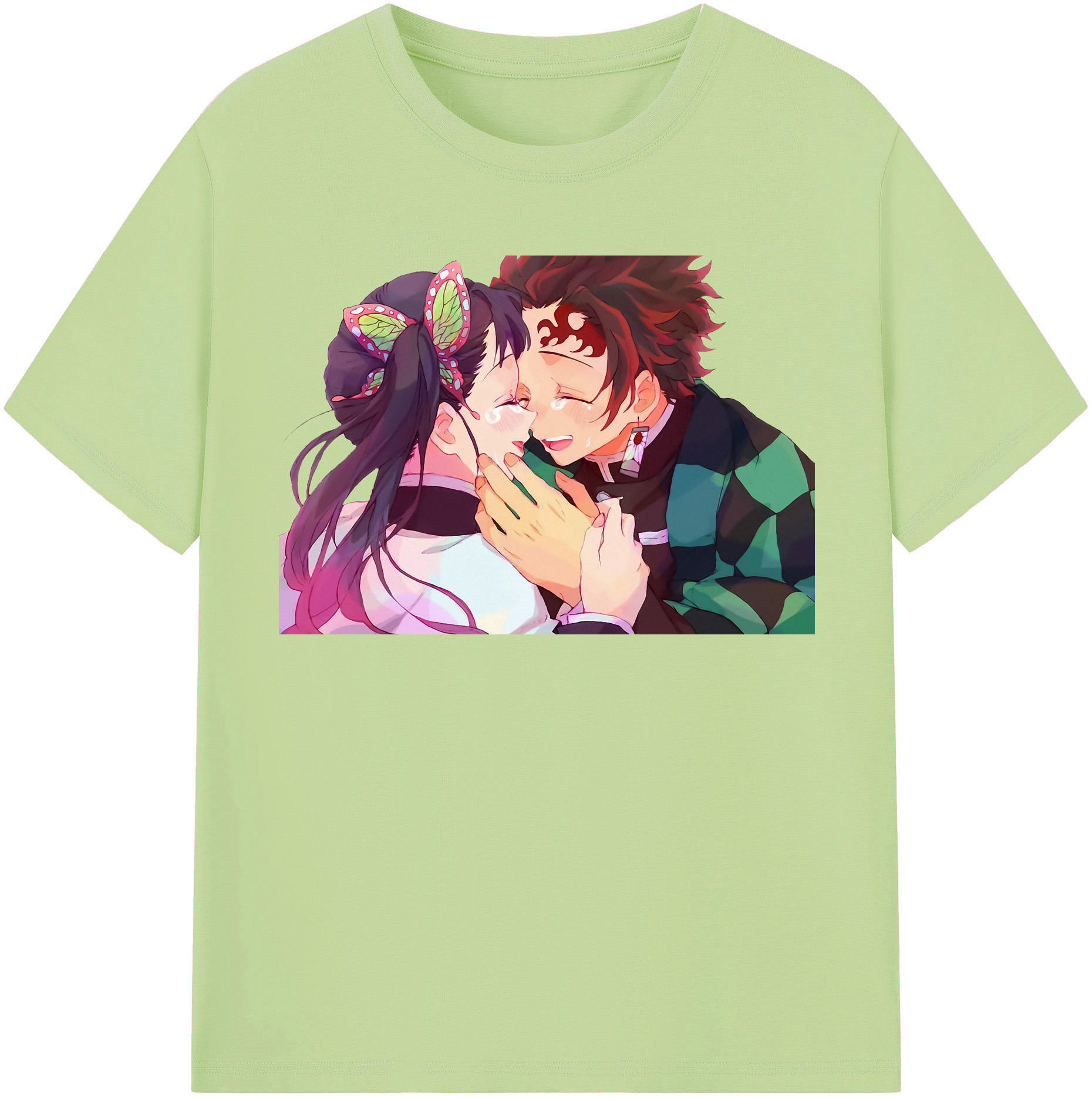 （画像用） 鬼滅の刃 竈門 炭治郎／かまど たんじろう Kamado Tanjirou 綿100％半袖Tシャツ（フロントプリント）